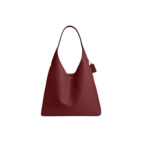 COACH Натуральная кожа GRAIN LEATHER Сумка-хобо Сумка Сумка через плечо Большая Женская Темно-красная Драгоценный камень