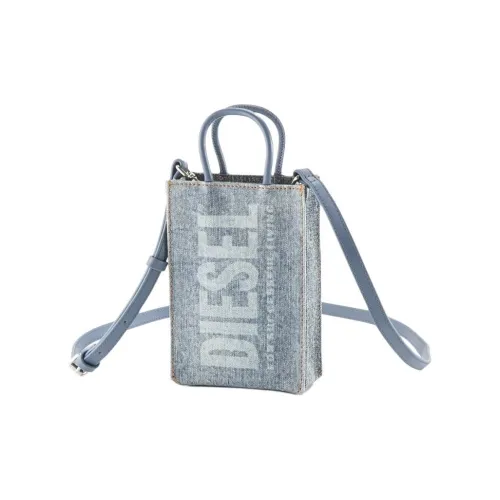 DIESEL Полиуретан с хлопком кожа вставки джинсовая сумка через плечо сумка женская джинсовый синий