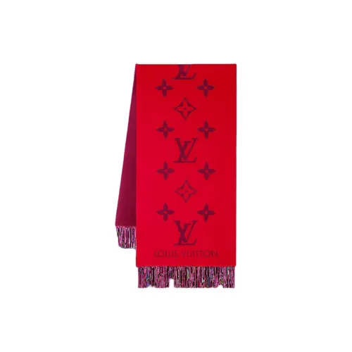 LOUIS VUITTON Кашемир Вязаные Шарфы Женские Красный