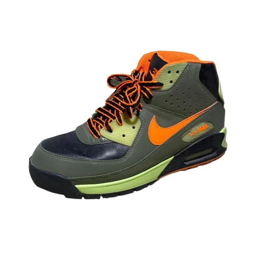 Nike Slip-resistant Abrasion-resistant High Top Casual Shoes Men's Green Orange Найк Slip-resistant Abrasion-resistant Высокий Топ Повседневная Обувь Мужская Зеленый Оранжевый