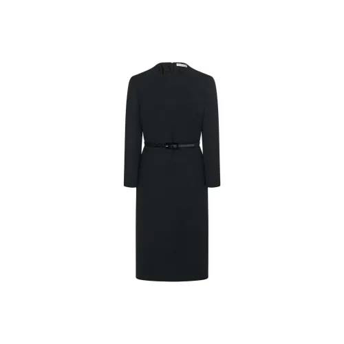 THE ROW SS24 Длинное платье с длинными рукавами женское черное