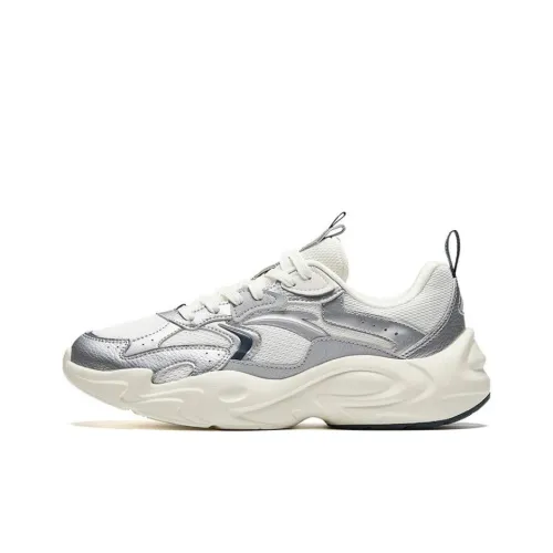 ANTA Walker Slip-Resistant Abrasion-Resistant Lightweight Low-Top Casual Men's White Silver