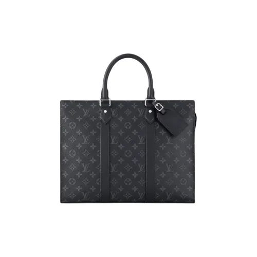 LOUIS VUITTON Sac Plat Покрытый холст с коровья кожа Гармошка Сумка Мужская Черная