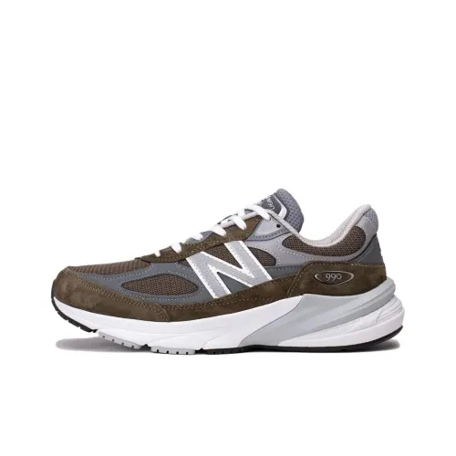 New Balance NB 990 V6 Дышащий Низкий Топ Повседневные Городские Кроссовки для Коммутирования и Бега Унисекс Оливково-зеленый Темно-серый