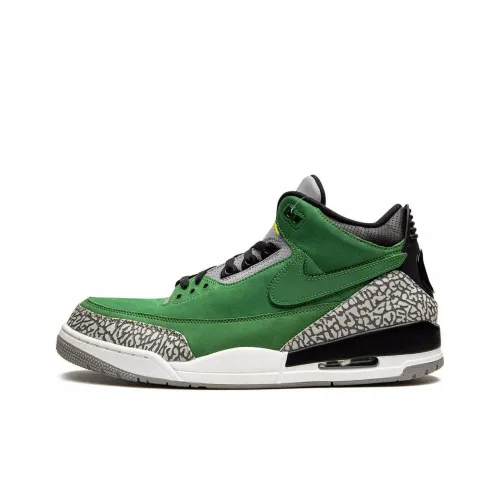 Jordan Air Джордан 3 Противоскользящий MID Топ Винтажные баскетбольные кроссовки Унисекс Яблочно-зеленый