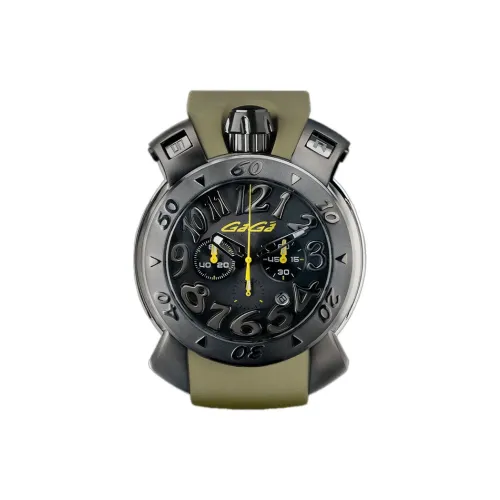 GAGA Мужские часы Кварцевый механизм Силиконовый ремешок 48 мм Черный циферблат