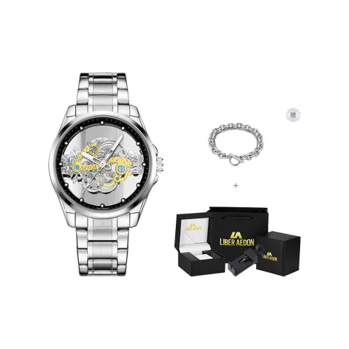 LIBER AEDON Кварцевый механизм циферблат с дизайном "скелет" мужские часы