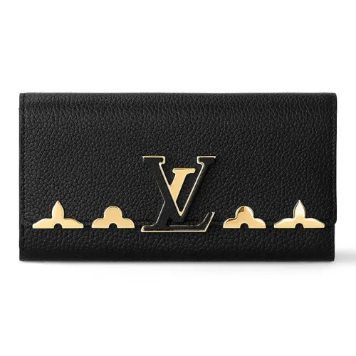 LOUIS VUITTON Capucines Кожа Кошелек Женские Черный