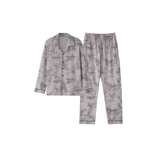 LEZIYUN Серый Мужской Пижамный Комплект