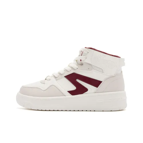 QIAODAN Скейтборд Кроссовки Высокие Кремовый/Вермиллион Красный Женские