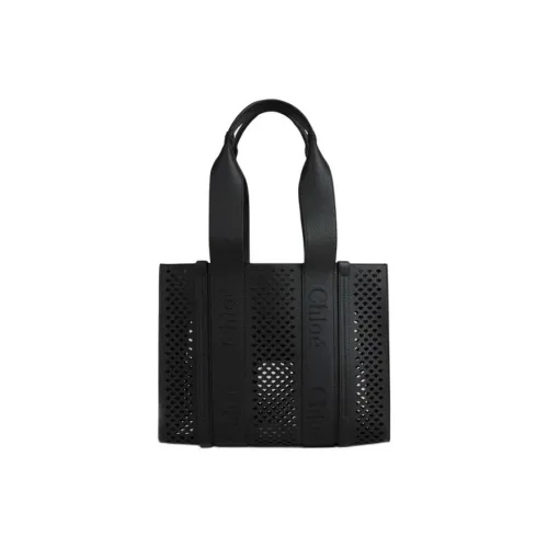Chloe Woody Leather Tote Bag Shopping Bag Tote Bag Medium Women's Black