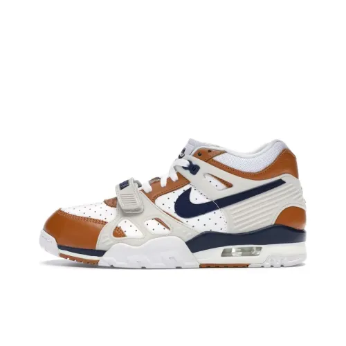 Nike Air Trainer 3 Slip Resistant Abrasion Resistant MID Топ Винтажные баскетбольные кроссовки Унисекс Белый-коричневый