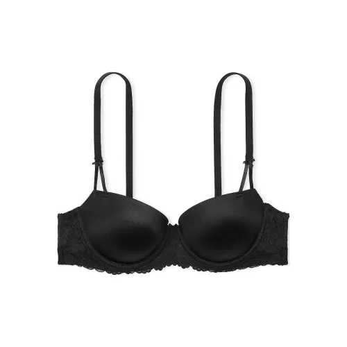 Victoria's Secret Розовый Wink PUSH Up Бюстгальтер Balconette Чисто черный Бюстгальтер Женские Чисто черный