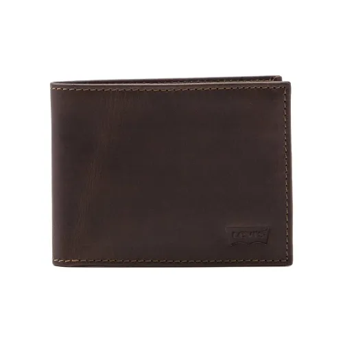 Levi's Коровья кожа крупнозернистая текстура кошелек мужской темно-коричневый