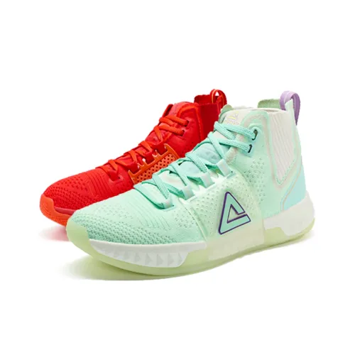 PEAK Амортизация Устойчивость к истиранию Дышащий Высокий Топ Карбоновая плита Баскетбольные кроссовки Мужские Несовпадающие Красный Зеленый