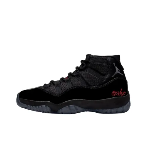 Jordan Air Jordan 11 Противоскользящие Устойчивые к износу Высокие Топы Винтажные Баскетбольные Кроссовки Мужские Черные