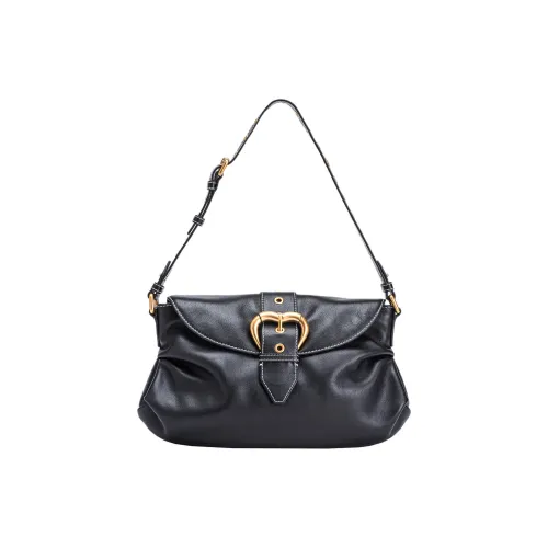 PINKO Коровья кожа Портативная Сумка через плечо Сумка на плечо Большая Женская Черная