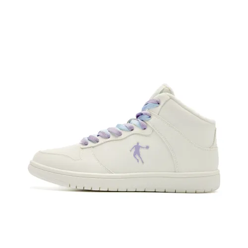 QIAODAN Двойной шнурок покрытие увеличивающее высоту легкие высокие кеды для скейтбординга женские белые фиолетовые