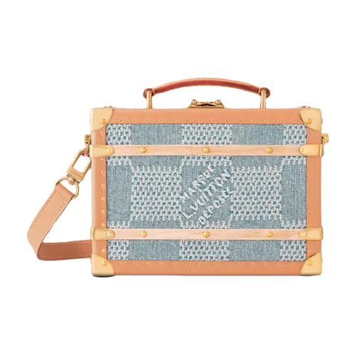 LOUIS VUITTON Кожаная отделка Сумка через плечо Женская Джинсовый синий