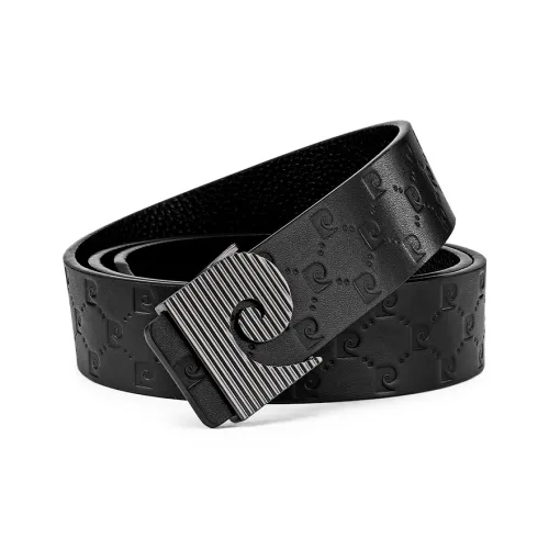 PIERRE CARDIN Ремни из крупнозернистой текстуры коровьей кожи мужской черный 3,6 см