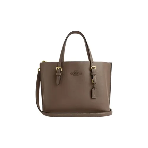 COACH Mollie Сумка из коровьей кожи спилок Tote Сумка для покупок Сумка через плечо Сумка среднего размера Женская Коричневая