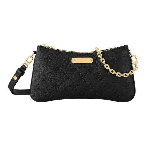 LOUIS VUITTON Тисненая Мягкая Коровья Кожа Крупнозернистая Текстура Одно Плечо Через Плечо Клатч Женский Черный