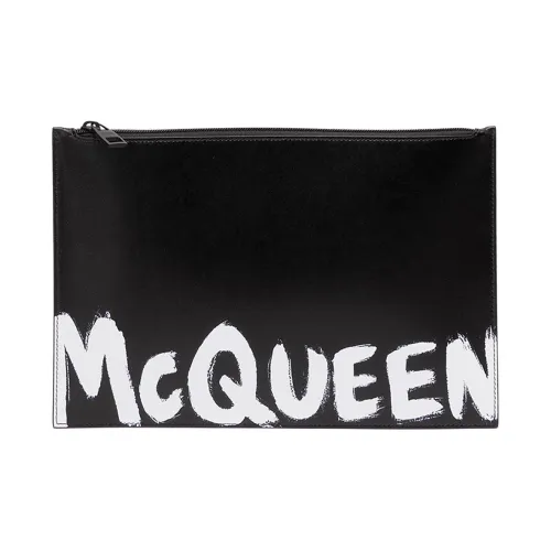 Alexander McQueen Graffiti Телячья кожа Clutch Standard Мужской Черный