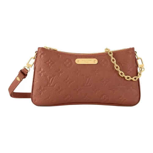 LOUIS VUITTON Liv Pochette Тисненая Мягкая Коровья Зернистая Кожа Одно Плечо Через Плечо Клатч Женский Коньяк Бренди