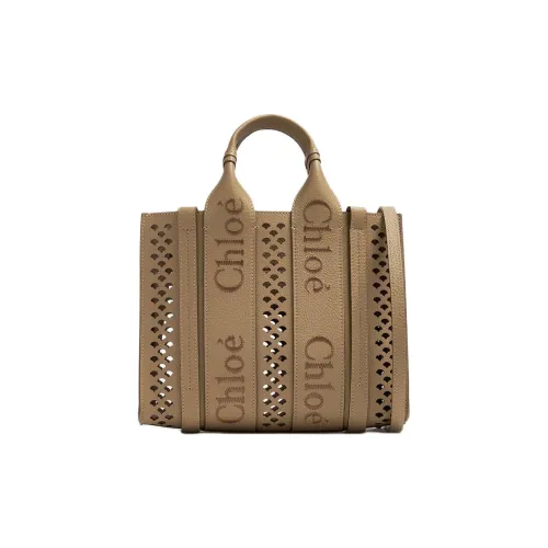 Chloe Woody с текстурой Телячья кожа Тоут Сумка Сумка для покупок Сумка через плечо Сумка Маленькая Женская Коричневая