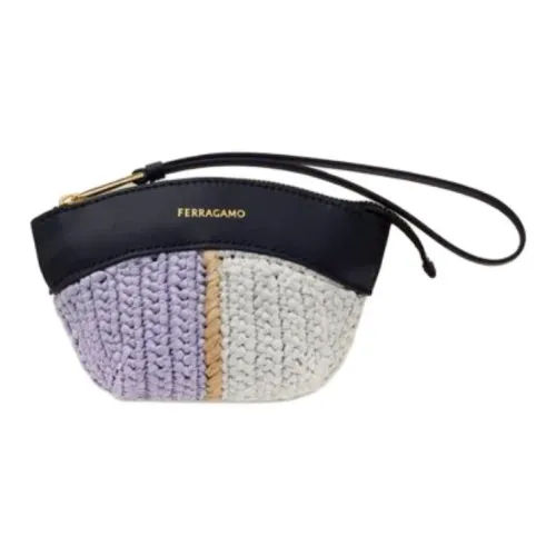 FERRAGAMO Cotton Clutch Маленький Женский Синий