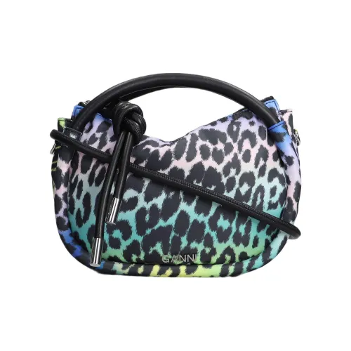 GANNI Нейлон Crossbody Сумка Женская с Леопардовым Принтом Многоцветная