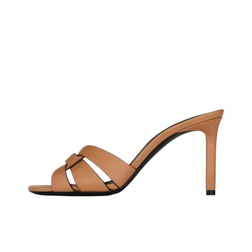 SAINT LAURENT TRIBUTE Стильные сандалии 8,5 см женские коричневые