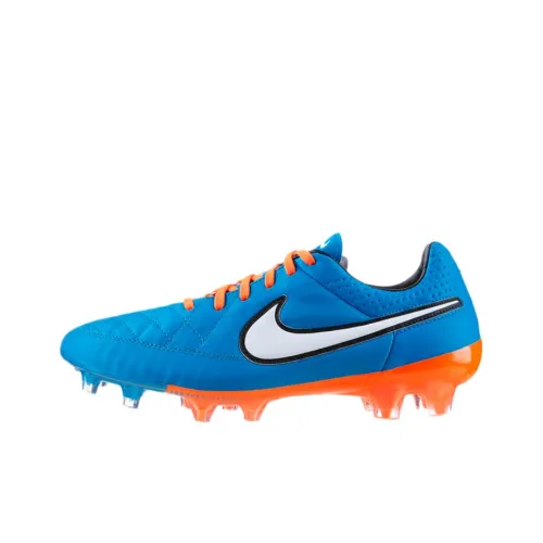 Nike Tiempo Legend V Fg Твердый грунт противоскользящие устойчивые к истиранию футбольные бутсы унисекс синий оранжевый