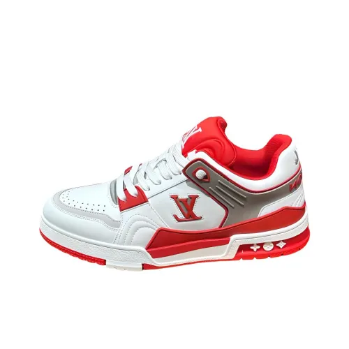 LOUIS VUITTON Тренер Low Топ Скейтборд Кроссовки Унисекс Белый Красный