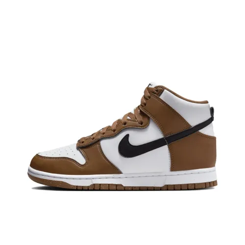 Nike Dunk High Slip Resistant Abrasion Resistant High Топ Скейтборд Кроссовки Женские Коричневый