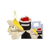 Любовь к тебе каждый день: Желтый щенок + Красный розовый + Сумка для покупок + Поздравительная открытка