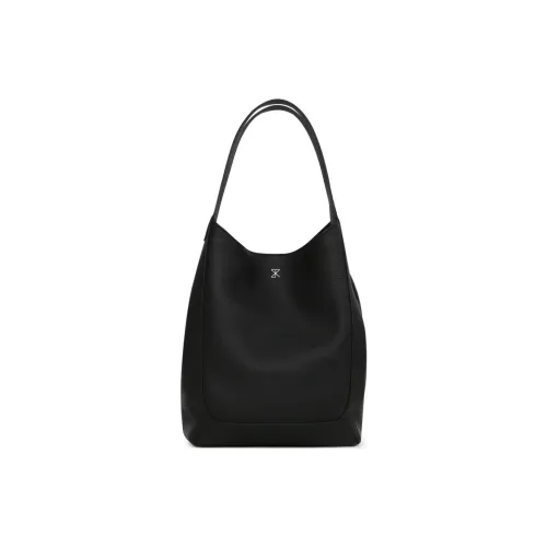 STAR TOWN Коровья кожа Портативная Сумка на одно плечо Тоут Сумка-ведро Большая Унисекс Обсидиановый черный Слоновая кость