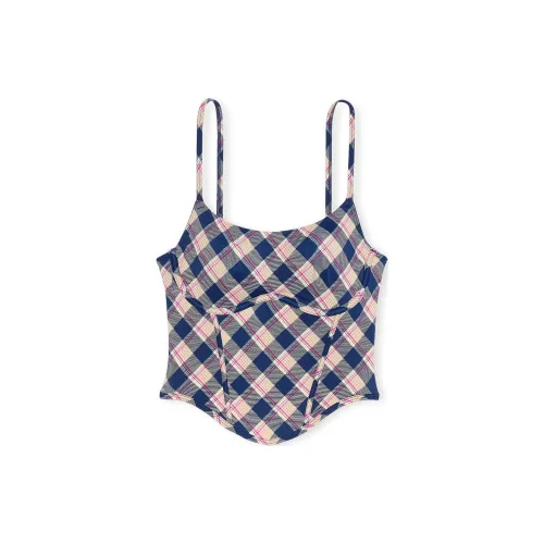 Victoria's Secret Розовый Bralettes Бюстгальтер Tops The Cinched Micro CORSET Топ NP Бюстгальтер Женские Синие Клетка