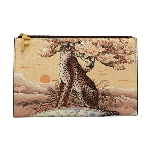 FERRAGAMO Телячья кожа Косметичка Женская Оптический белый и Темно-коричневый