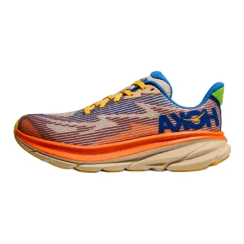 HOKA ONE ONE Clifton 9 Детская беговая обувь Низкий топ Циан/Электрический оранжевый Школьный возраст