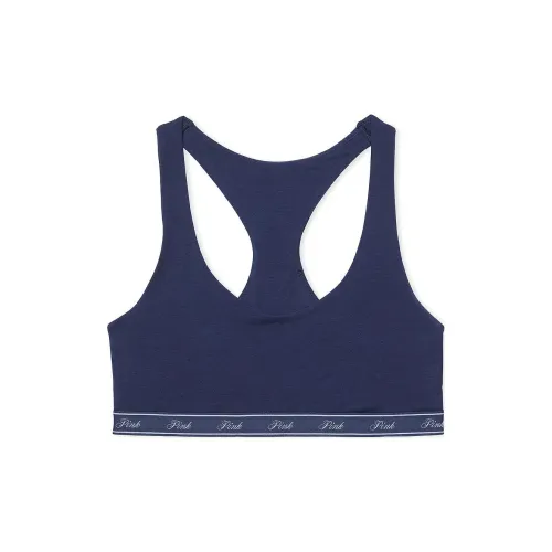 Victoria's Secret Розовый Bralettes Топы Хлопок Логотип Racerback Bralette MN Бюстгальтер Женские Midnight Marine Blue