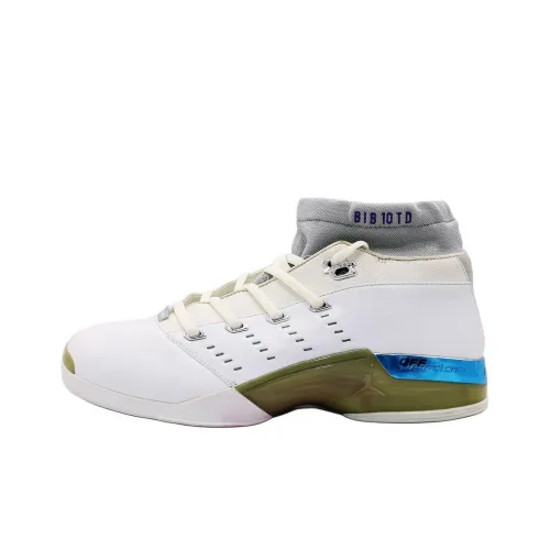 Jordan Air Джордан 17 Противоскользящий устойчивый к истиранию MID Топ Винтажные баскетбольные кроссовки Унисекс Белый