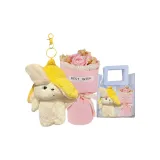 Обожаю тебя: Желтый щенок + Розовая роза + Сумка для покупок + Поздравительная открытка