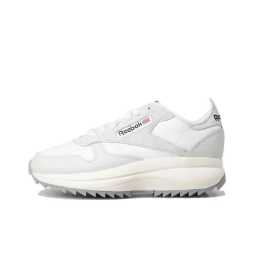 REEBOK Classic Leather Low Топ Толстоподошвенные кроссовки Женские Белые Серые