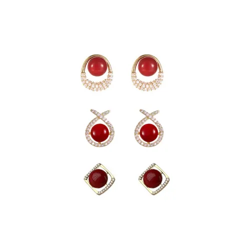 SENDME Сплав Серьги-гвоздики Женские Красные