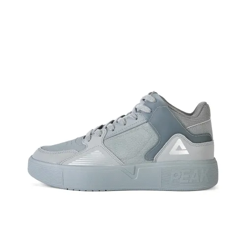 PEAK Легкий Тайцзи Треугольник 1,0 Противоскользящий Устойчивый к износу MID Топ Скейтборд Кроссовки Мужские Серебристо-Серый