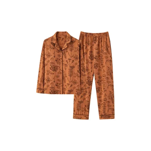 UAVAE Пижамный комплект женский кленовый лист красный