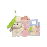 Love You: Зеленый щенок + Розовая роза + Сумка для покупок + Открытка