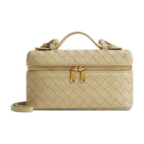 Bottega Veneta Телячья кожа Косметичка Мини Женская Светло-кремовый Конфетный