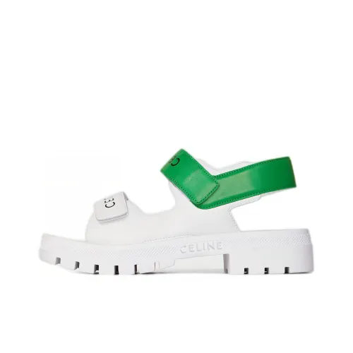 CELINE Leo One Strap Sandals Женские Белые Зеленые